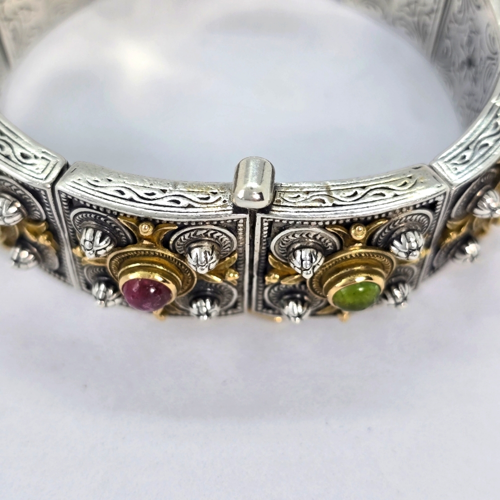 Konstantino Silver and 18K Gold Ornate Bracelet with Gemstone Accents - Picture 7 of 14